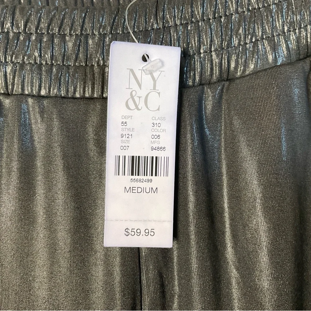 NY&C Black Shiny Soft Pants Straight Leg Stretch Size M NWT - Picture 10 of 10